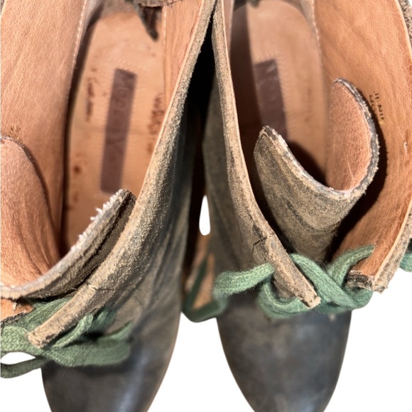 Modern Vintage Lace Up Green Suede Jenie Ankle Booties Size 6 - Picture 9 of 16